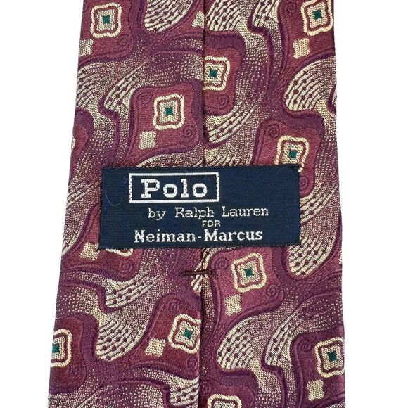 Polo Ralph Lauren For  Neiman Marcus Men's Silk Neck Tie Purple Abstract USA - Picture 4 of 8